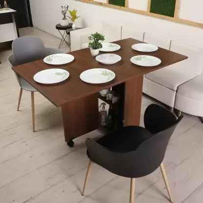 Junco Brown Foldable Dining Table Convertible