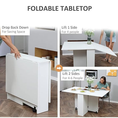 Junco White Foldable Dining Table