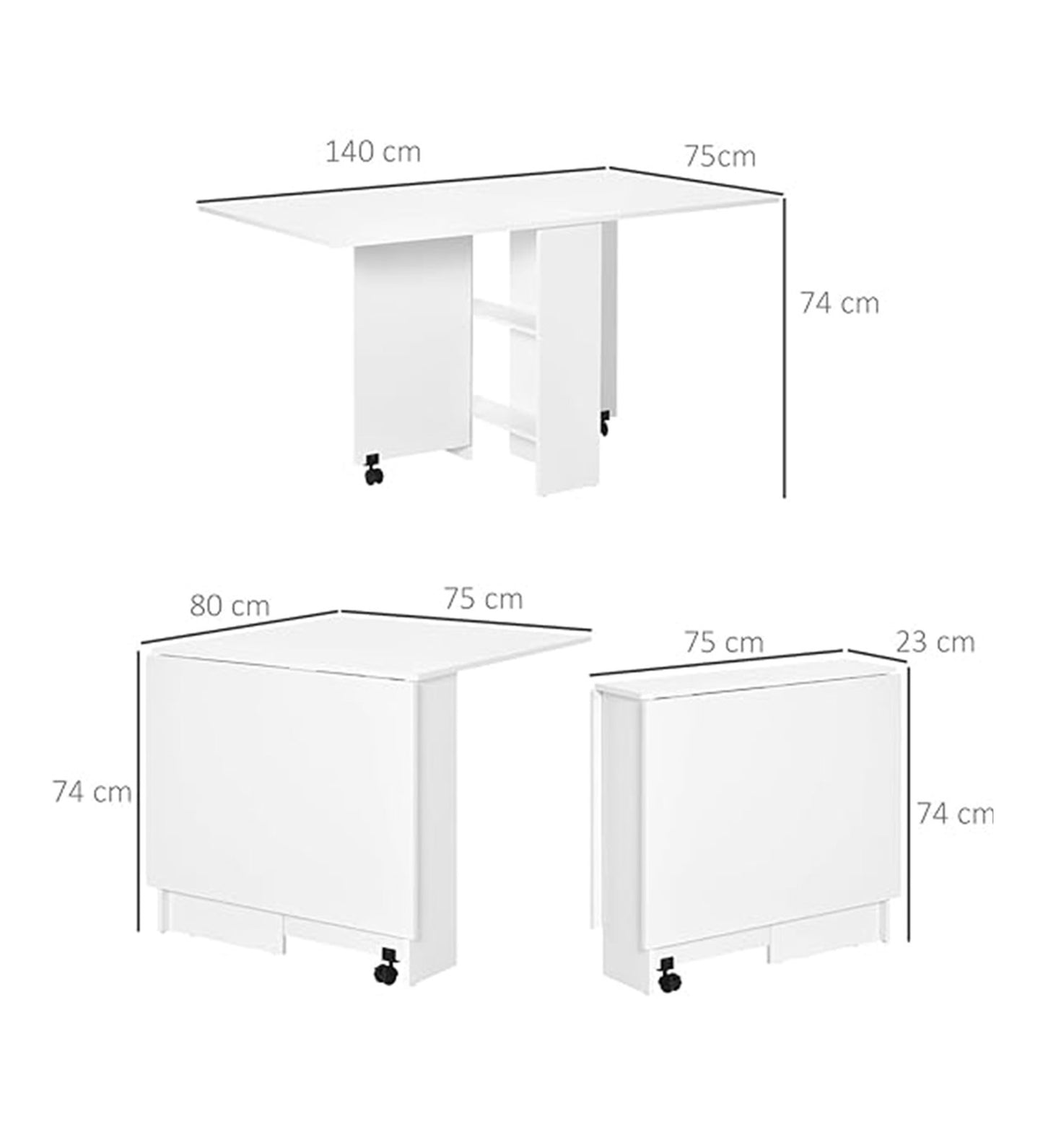 Junco White Foldable Dining Table